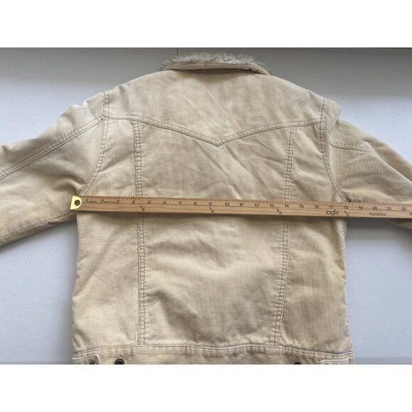 Aeropostale Women’s Small Tan Corduroy Jacket Faux Fur Trim y2k - Picture 4 of 6